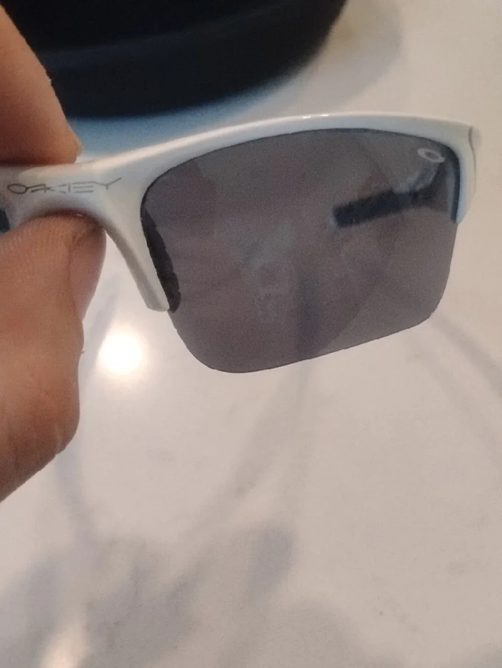 Oakley White and Black Half Jacket Frames With Black Lenses
